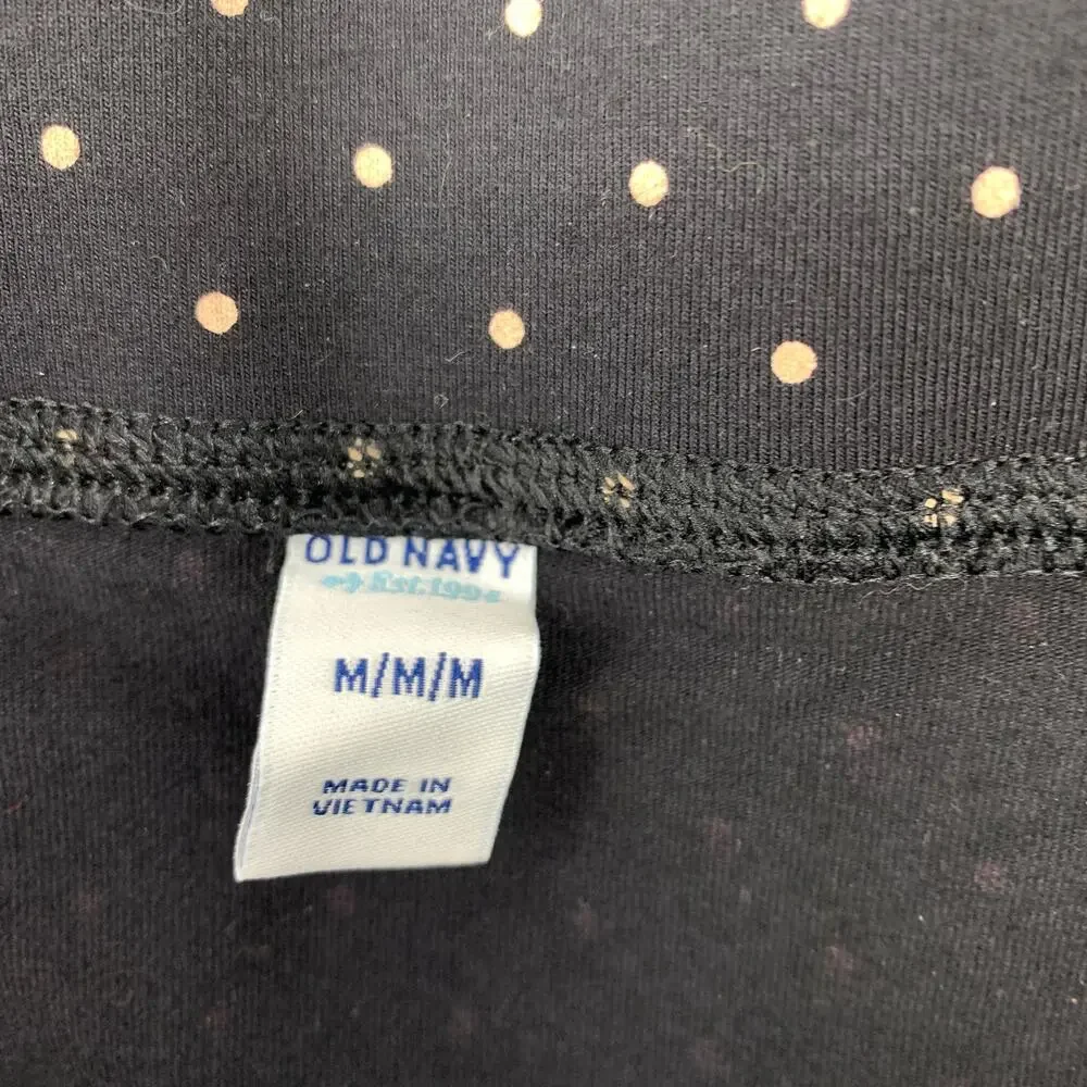 Old Navy Pull On Pencil Skirt Womens Size Medium Black Cream Polka Dot NEW